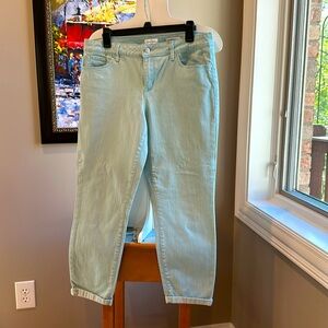CROP JEANS Size 12 Jessica Simpson Rolled Hem Skinny Jeans Color Aqua